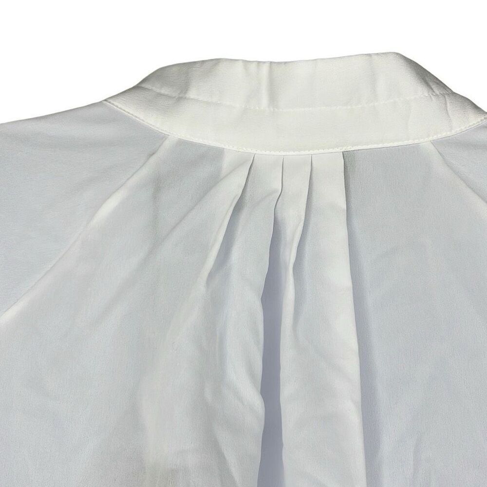 Alpha Studio M/L Button Front Blouse White Crepe Sheer Long Sleeve NWT Oversized - Picture 4 of 13
